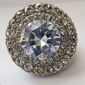 Stainless Steel Big Simulated Diamond Ring